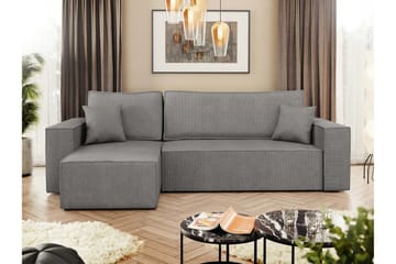 Hobson Bäddsoffa med Divan 3-sits i Plysch - Grå - Möbler - Soffa - Bäddsoffa - Bäddsoffa divan