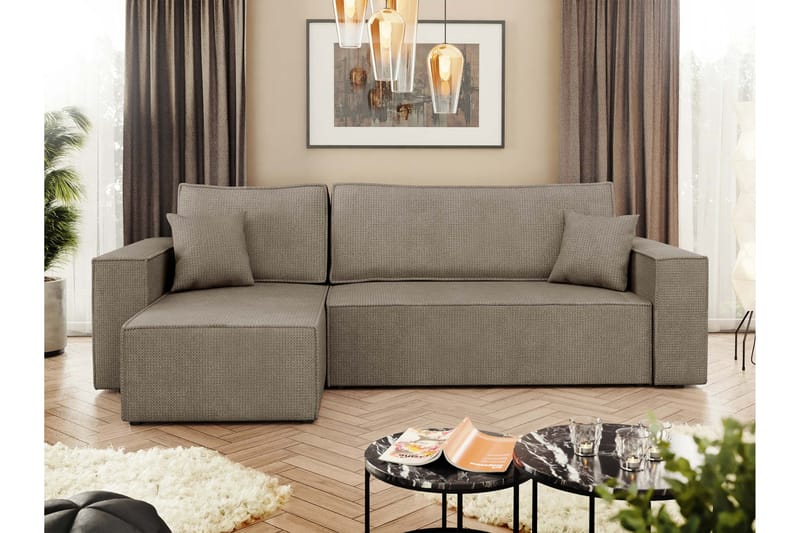 Hobson Bäddsoffa med Divan 3-sits i Plysch - Brun - Möbler - Soffa - Bäddsoffa - Bäddsoffa divan