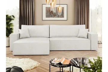 Hobson Bäddsoffa med Divan 3-sits i Plysch - Vit - Möbler - Soffa - Bäddsoffa - Bäddsoffa divan