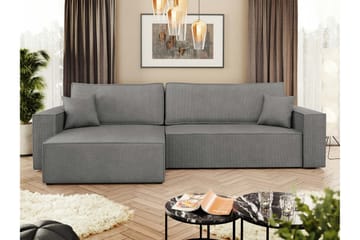 Hobson Bäddsoffa med Divan 3-sits i Plysch - Grå - Möbler - Soffa - Bäddsoffa - Bäddsoffa divan