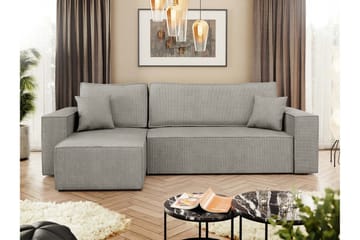 Hobson Bäddsoffa med Divan 3-sits i Plysch - Grå - Möbler - Soffa - Bäddsoffa - Bäddsoffa divan