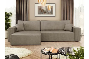 Hobson Bäddsoffa med Divan 3-sits i Plysch - Brun - Möbler - Soffa - Bäddsoffa - Bäddsoffa divan