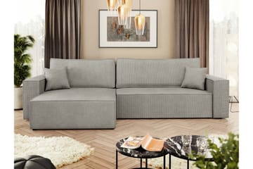 Hobson Bäddsoffa med Divan 3-sits i Plysch - Grå - Möbler - Soffa - Bäddsoffa - Bäddsoffa divan