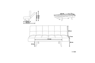 Ingaro Bäddsoffa 182 cm - Grå - Möbler - Soffa - Bäddsoffa - 3 sits bäddsoffa