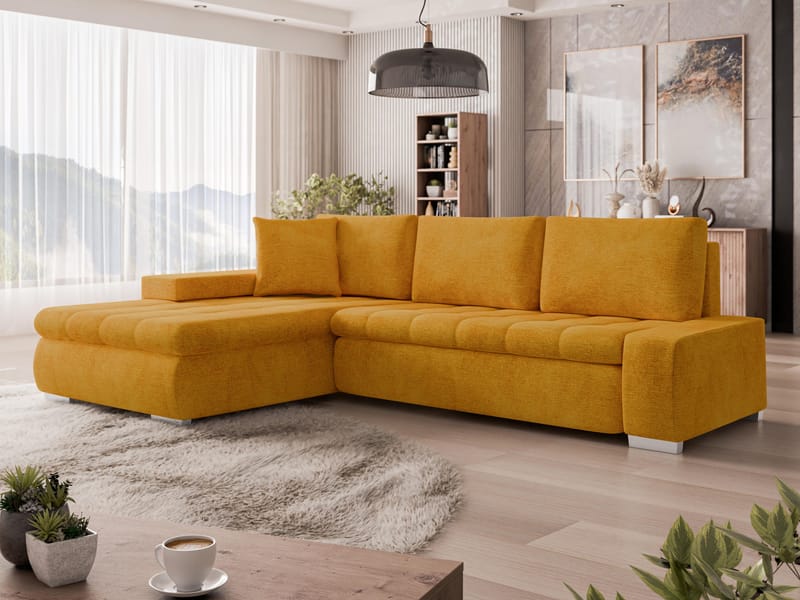 Irja 4-sits Bäddsoffa med divan Vänstervänd - gul - Möbler - Soffa - Bäddsoffa - Hörnbäddsoffa