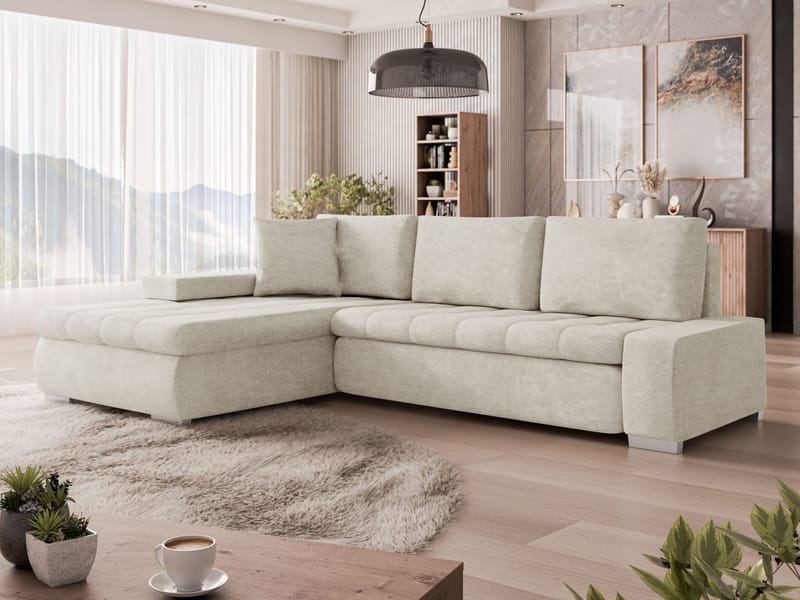 Irja 4-sits Bäddsoffa med divan Vänstervänd - Ljusbeige - Möbler - Soffa - Bäddsoffa - Hörnbäddsoffa
