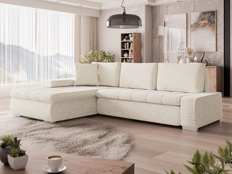 Irja 4-sits Bäddsoffa med divan Vänstervänd - Ljusbeige - Möbler - Soffa - Bäddsoffa - Hörnbäddsoffa