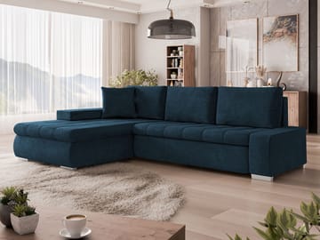 Irja 4-sits Bäddsoffa med divan Vänstervänd - Mörkblå - Möbler - Soffa - Bäddsoffa - Hörnbäddsoffa