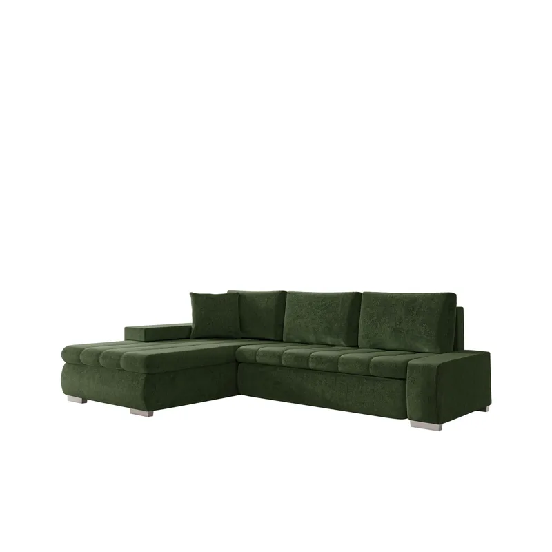 Irja 4-sits Bäddsoffa med divan Vänstervänd, Mörkgrön