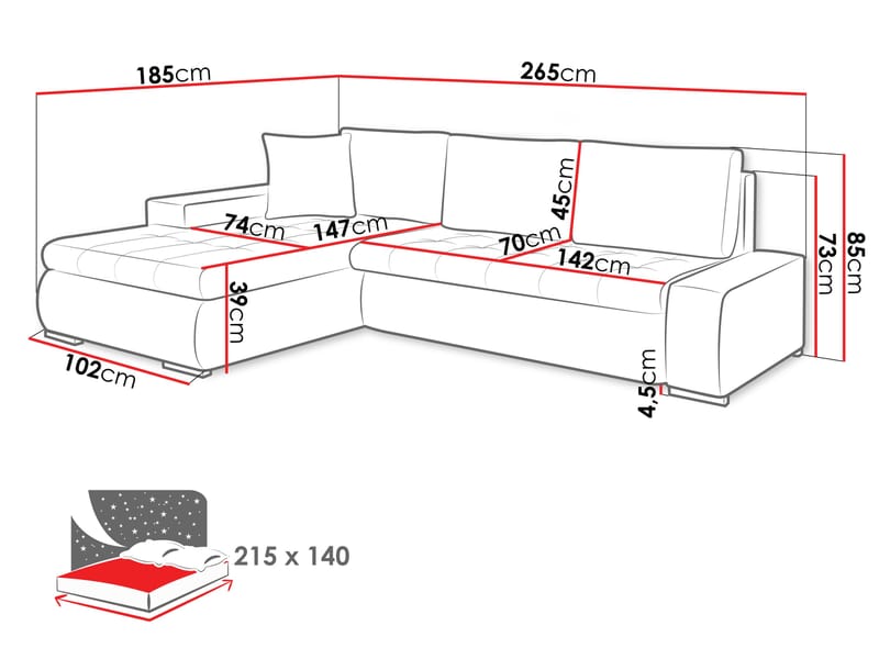 Irja 4-sits Bäddsoffa med divan Vänstervänd - Mörkgrön - Möbler - Soffa - Bäddsoffa - Bäddsoffa längsbäddad