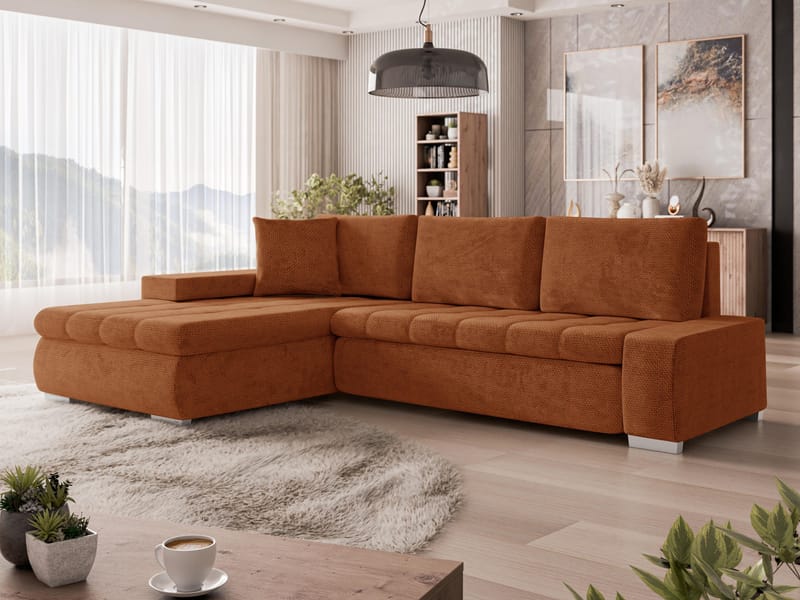 Irja 4-sits Bäddsoffa med divan Vänstervänd - Rödbrun - Möbler - Soffa - Bäddsoffa - Hörnbäddsoffa