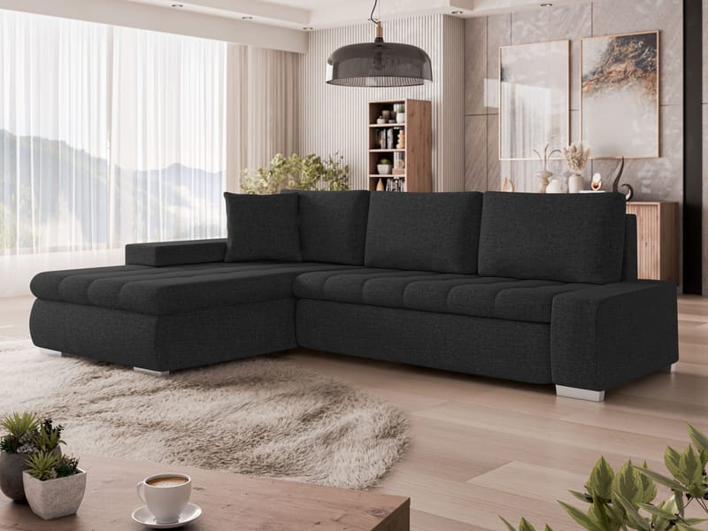 Irja 4-sits Bäddsoffa med divan Vänstervänd - Svart - Möbler - Soffa - Bäddsoffa - Hörnbäddsoffa