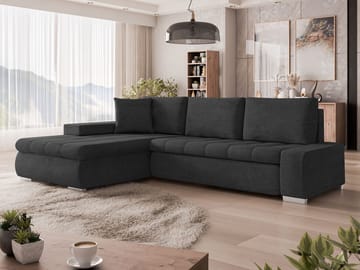 Irja 4-sits Bäddsoffa med divan Vänstervänd - Svart - Möbler - Soffa - Bäddsoffa - Hörnbäddsoffa