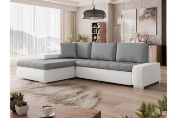 Irja Bäddsoffa med Divan 3-sits i Konstläder - Vit/Grå - Möbler - Soffa - Bäddsoffa - Bäddsoffa divan