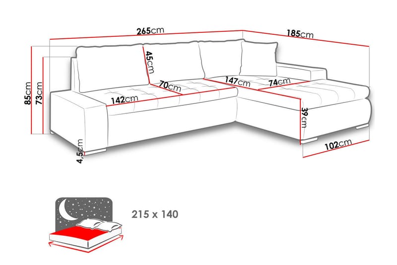 Irja Bäddsoffa med Divan 3-sits i Plysch - Grå - Möbler - Soffa - Bäddsoffa - Bäddsoffa divan