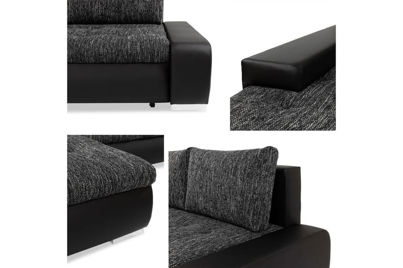 Irja Bäddsoffa med Divan 3-sits i Plysch - Grå - Möbler - Soffa - Bäddsoffa - Bäddsoffa divan