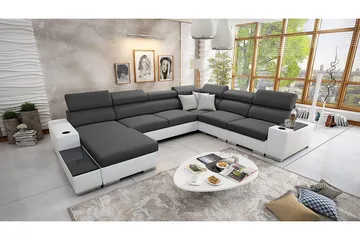 Kahundji Vänster Hörnbäddsoffa 127x284 cm med Förvaring i Tyg - Antracit - Möbler - Soffa - Bäddsoffa - Bäddsoffa längsbäddad
