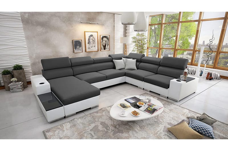 Kahundji Vänster Hörnbäddsoffa 127x284 cm med Förvaring i Tyg - Antracit - Möbler - Soffa - Bäddsoffa - Bäddsoffa längsbäddad