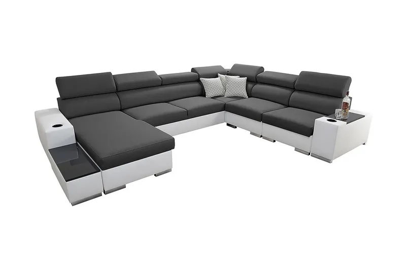 Kahundji Vänster Hörnbäddsoffa 127x284 cm med Förvaring i Tyg, Antracit