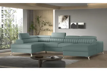 Kamran Bäddsoffa m. Divan och Schäslong med Förvaring - Ljusblå - Möbler - Soffa - Bäddsoffa - Bäddsoffa divan