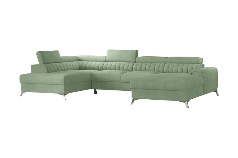 Kamran Bäddsoffa m. Divan och Schäslong med Förvaring, Ljusblå