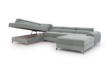Kamran Bäddsoffa m. Divan och Schäslong med Förvaring - Ljusblå - Möbler - Soffa - Bäddsoffa - Bäddsoffa divan
