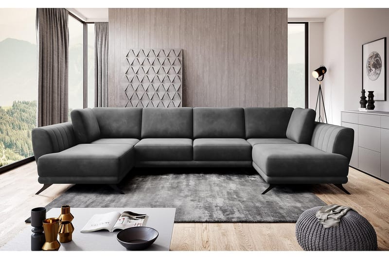 Katun Bäddsoffa Dubbelschäslong - Mörkgrå - Möbler - Soffa - Bäddsoffa - Bäddsoffa längsbäddad