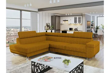 Kintore 3-sits Hörnbäddsoffa Dark yellow - Möbler - Soffa - Bäddsoffa - Bäddsoffa längsbäddad