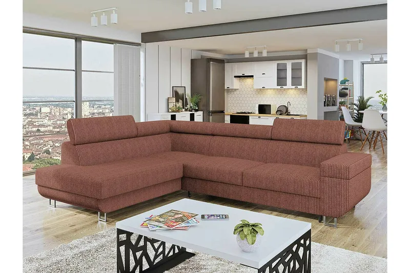 Kintore 3-sits Hörnbäddsoffa Light brown - Möbler - Soffa - Bäddsoffa - Bäddsoffa längsbäddad