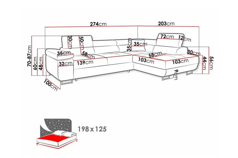 Kintore 3-sits Hörnbäddsoffa - Möbler - Soffa - Bäddsoffa - Bäddsoffa längsbäddad