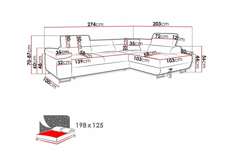 Kintore 3-sits Hörnbäddsoffa - Möbler - Soffa - Bäddsoffa - Bäddsoffa längsbäddad