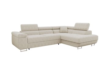 Kintore 4-sits Högervänd L-formad Hörnbäddsoffa 125x198 cm i Manchestertyg - Beige - Möbler - Soffa - Bäddsoffa - Bäddsoffa längsbäddad
