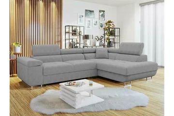 Kintore 4-sits Högervänd L-formad Hörnbäddsoffa 125x198 cm i Manchestertyg - Grå - Möbler - Soffa - Bäddsoffa - Bäddsoffa längsbäddad