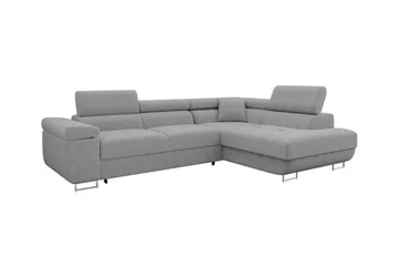Kintore 4-sits Högervänd L-formad Hörnbäddsoffa 125x198 cm i Manchestertyg - Grå - Möbler - Soffa - Bäddsoffa - Bäddsoffa längsbäddad