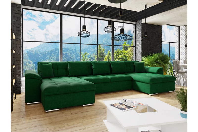 Kinzer Bäddsoffa Dubbeldivan 4-sits - Grön - Möbler - Soffa - Bäddsoffa - U bäddsoffa