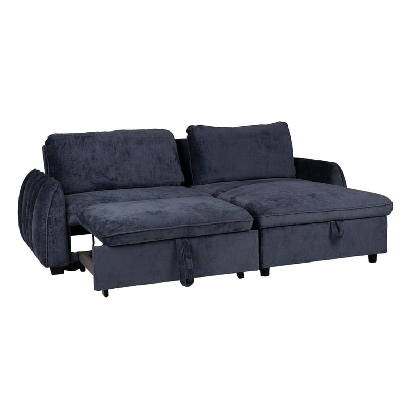Klevor Vändbar L-formad Hörnbäddsoffa 132x198 cm med Förvaring i Tyg - Blå - Möbler - Soffa - Bäddsoffa - Bäddsoffa längsbäddad