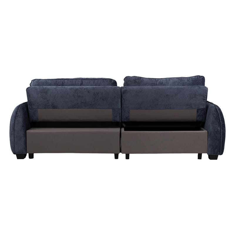 Klevor Vändbar L-formad Hörnbäddsoffa 132x198 cm med Förvaring i Tyg - Blå - Möbler - Soffa - Bäddsoffa - Bäddsoffa längsbäddad