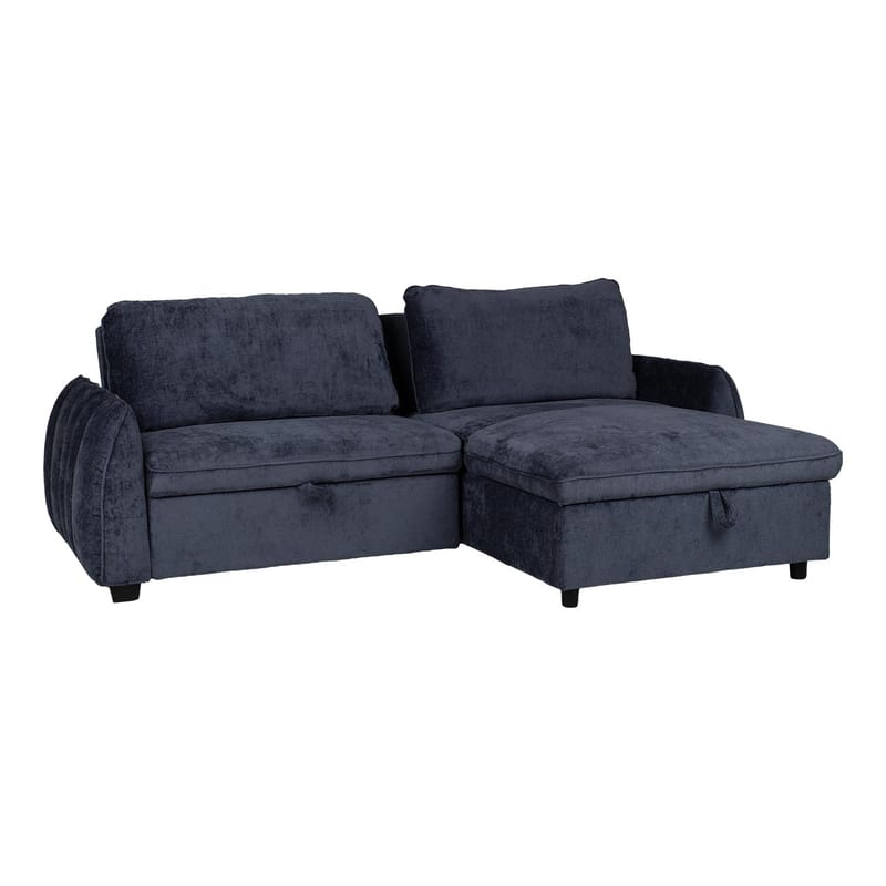 Klevor Vändbar L-formad Hörnbäddsoffa 132x198 cm med Förvaring i Tyg, Blå