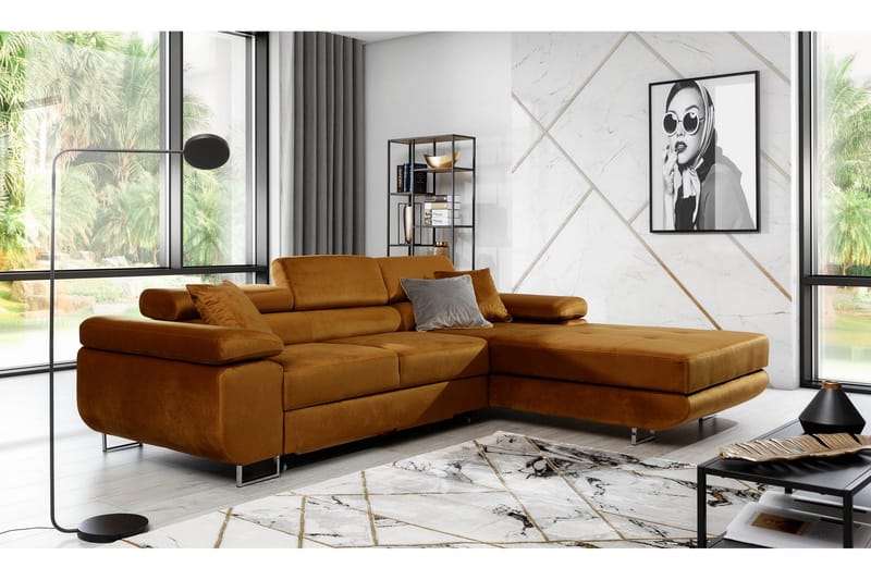 Klinka Bäddsoffa med Divan Höger - Gul - Möbler - Soffa - Bäddsoffa - Bäddsoffa divan
