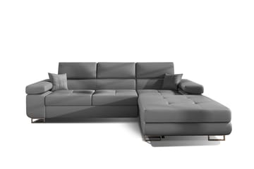 Klinka Bäddsoffa med Divan Höger - Läder/Grå - Möbler - Soffa - Bäddsoffa - Bäddsoffa divan