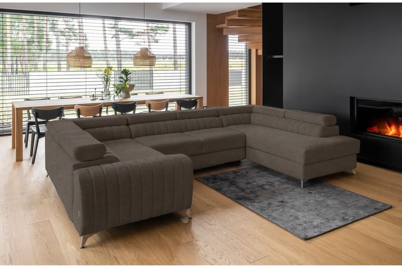 Kotori Hörnbäddsoffa m. Schäslong, Brun
