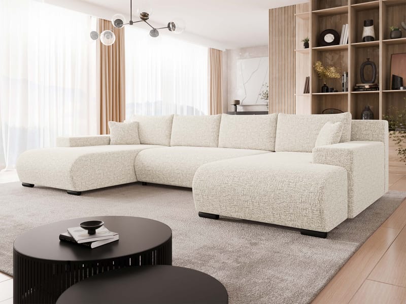 Krysen 4-sits Bäddsoffa med dubbeldivan - beige - Möbler - Soffa - Bäddsoffa - Hörnbäddsoffa