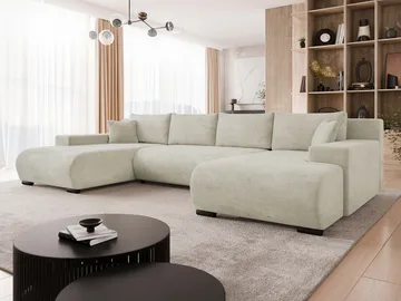 Krysen 4-sits Bäddsoffa med dubbeldivan - beige - Möbler - Soffa - Bäddsoffa - Hörnbäddsoffa
