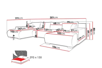 Krysen Bäddsoffa Dubbeldivan 4-sits - Marinblå - Möbler - Soffa - Bäddsoffa - U bäddsoffa