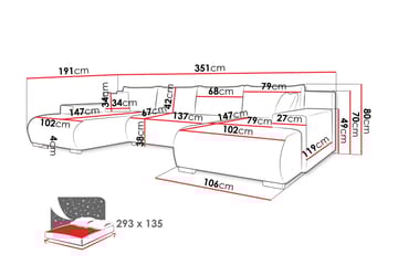 Krysen Bäddsoffa Dubbeldivan 4-sits - Vit - Möbler - Soffa - Bäddsoffa - U bäddsoffa