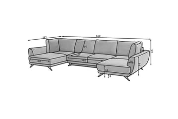 Bäddsoffa Dubbelschäslong Kazuma - Svart - Möbler - Soffa - Bäddsoffa - B�äddsoffa längsbäddad