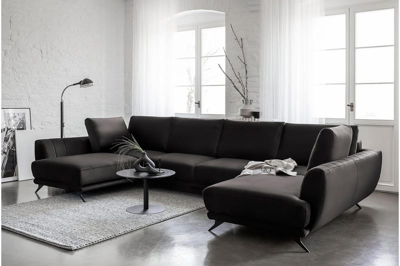 Bäddsoffa Dubbelschäslong Kazuma - Svart - Möbler - Soffa - Bäddsoffa - Bäddsoffa längsbäddad