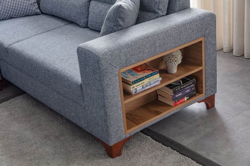 Bervik Hörnsoffa 230x90x150 cm - Grå - Möbler - Soffa - Bäddsoffa - Bäddsoffa längsbäddad