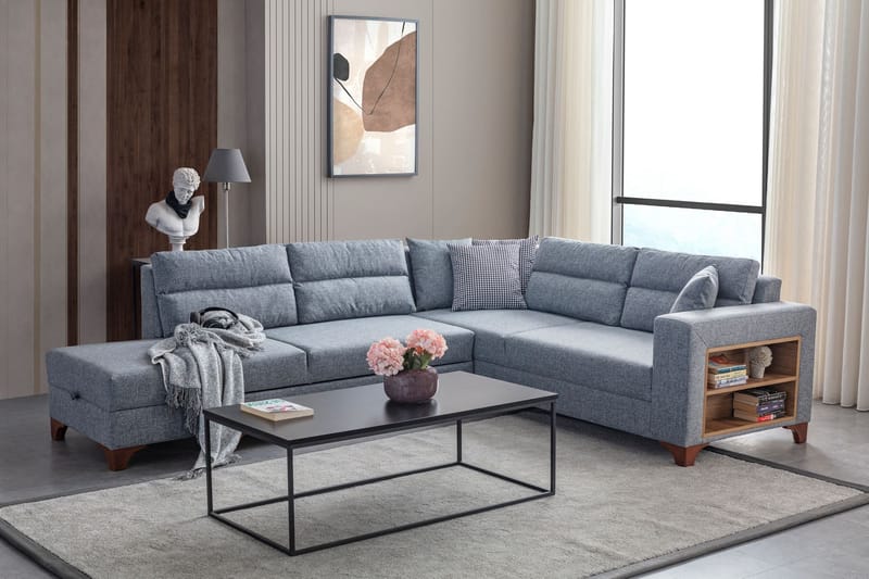 Bervik Hörnsoffa 230x90x150 cm - Grå - Möbler - Soffa - Bäddsoffa - Bäddsoffa längsbäddad