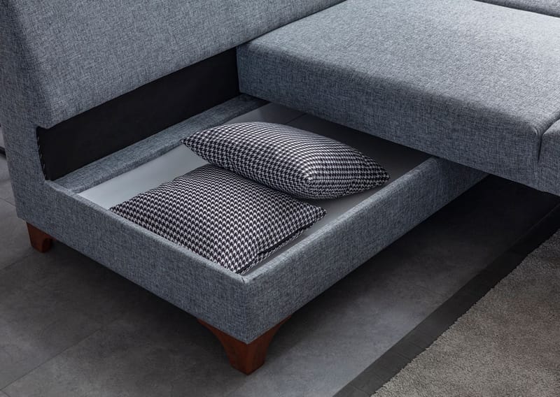 Bervik Hörnsoffa 230x90x150 cm - Grå - Möbler - Soffa - Bäddsoffa - Bäddsoffa längsbäddad